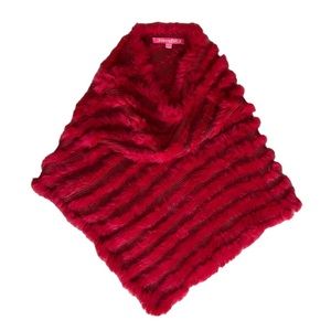 Y2K red diagonal striped fur poncho